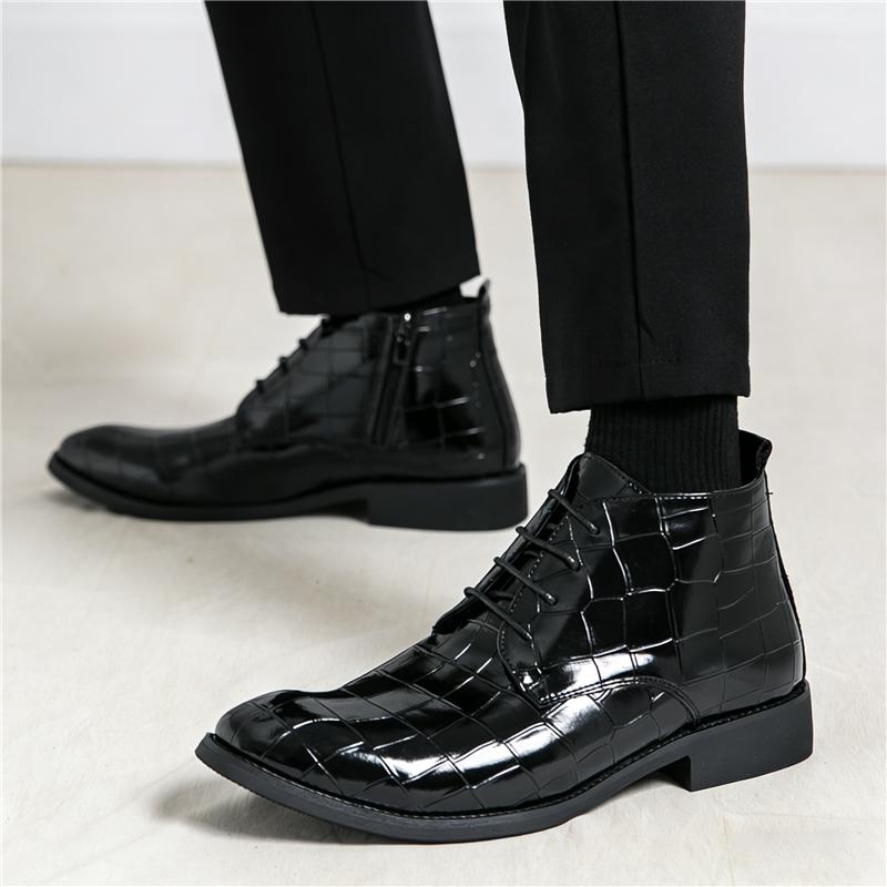 Winter Fashion Brand Designer Men's Pointed Lace Up Casual Chelsea Shoes Wedding Dress Motorcycle Footwear High Top Ankle Boots