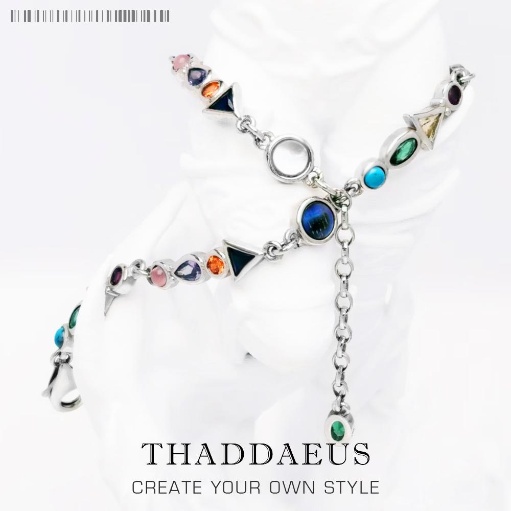 

Paradise Journey Bracelets New Colourful Link Chain 925 Silver Fashion Jewelry Boho Gift For Women 17-22cm
