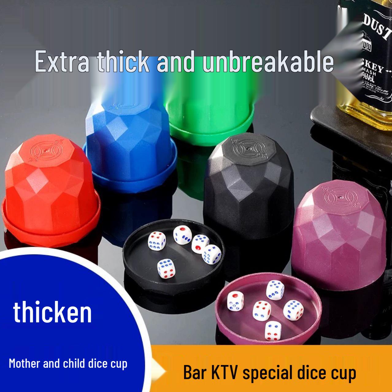 Colorful Diamond Style Dice Cup and Shaker for Bar and KTV Nightclubs Green Diamond Shape, Includes Five Dice