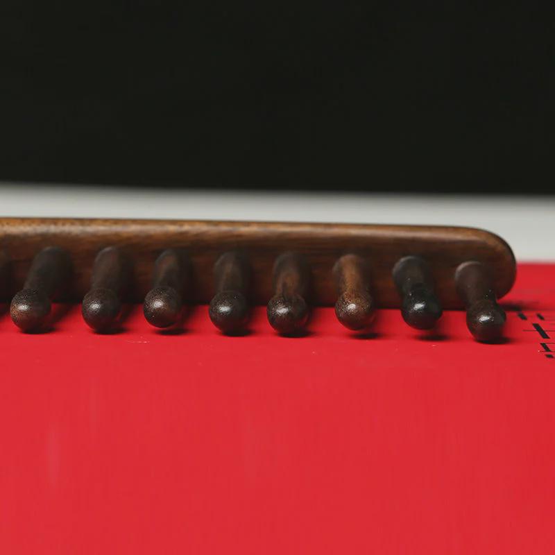 Gold Green Sandalwood Double Row Tooth Comb - Tianlan Curly Hair Wooden Comb