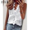 HNXC Women's Fashion Casual Sleeveless V Neck Blouses & Shirts