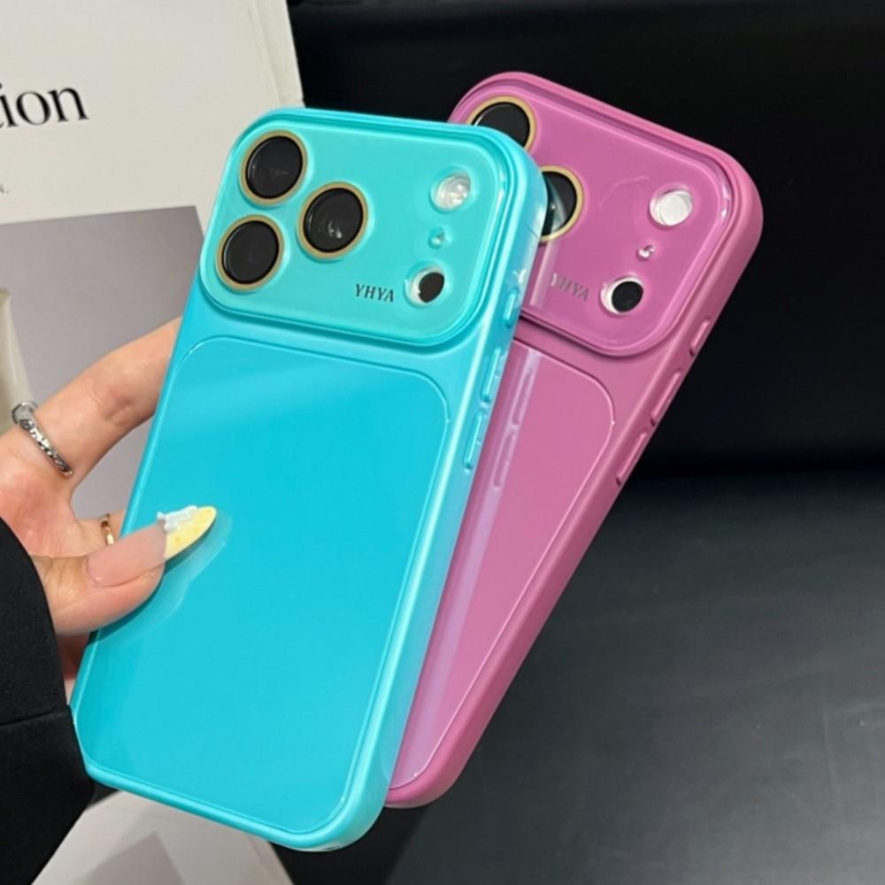 Luxury 17PM Looks HD Glass Large Window Glossy Bright Case For 17 16 15 14 13 Pro Max Plus Shockproof Candy Shiny Cover