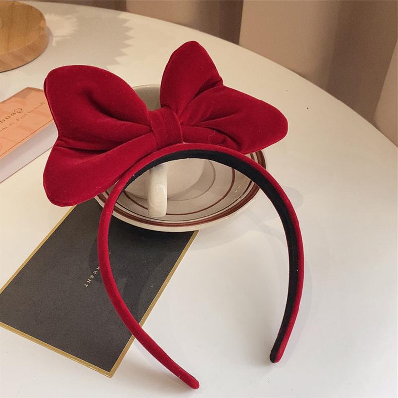 Christmas Red Velvet Bow Headband for Women's Autumn and Winter Cute Birthday Headbands Internet Famous 2026 Hair Accessories