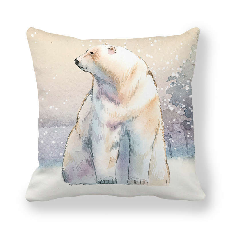 Icy And Snowy Animal Patterns Digital Printing Short Plush Pillow Covers For Car Sofa Office Cushion Cover Home Goods