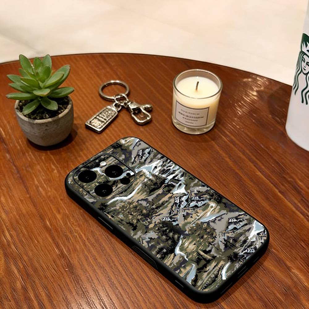 

Forest Camouflage Pattern Phone Case For iPhone 17,16,15,14,13,12,11 Plus,Pro Max,XS,Soft Silicone Black Cover iPhone15
