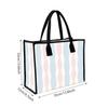 Striped Canvas Tote Bag Casual Large Capacity Daily Shoulder Handbag for Women