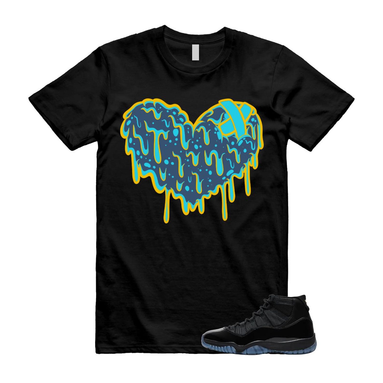 11 Gamma Blue Black Varsity Maize Yellow T Shirt Match DRIPPY HEART 3XL