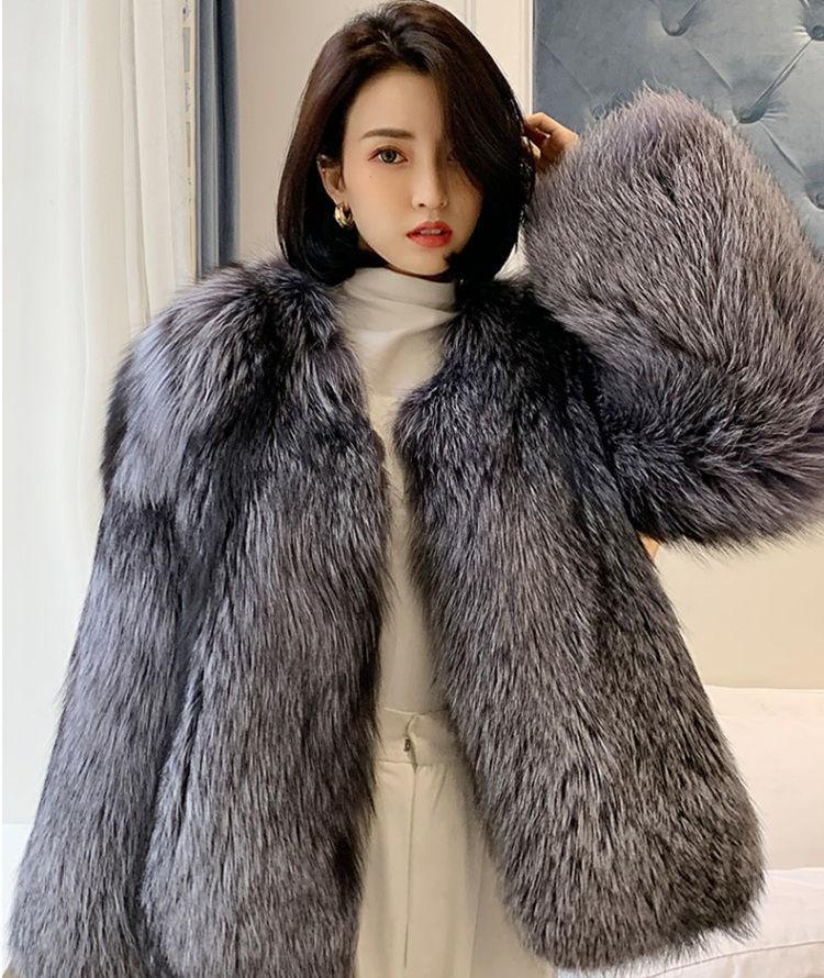 Fur jacket short fashion imitation fox fur whole fur coat autumn and winter new casual women's jacket