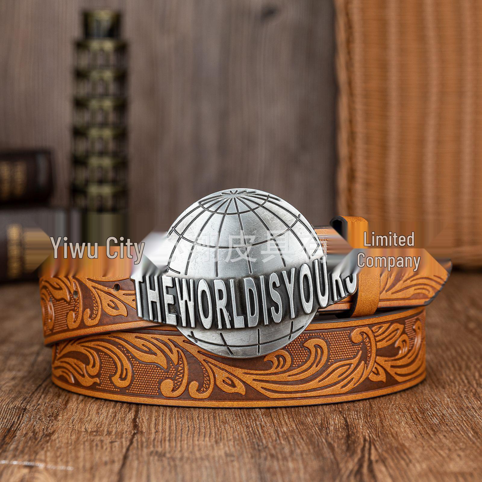 Cross Retro Oval Buckle Trendy Embossed PU Leather Unisex Waist Belt 120 cm жёлтый