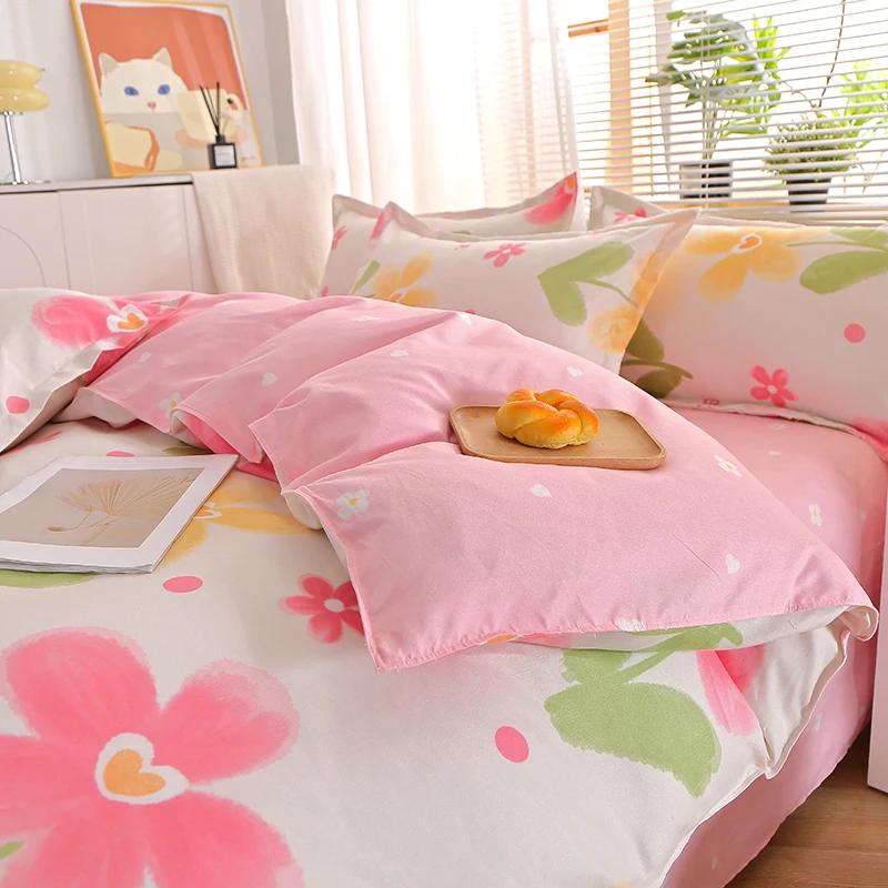 Comforter Girls Pink Flowers Colorful Spring Floral Bedding Set Reversible Print Polyester Comforter Girly