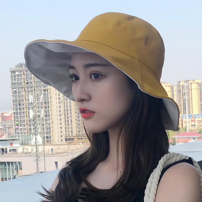 Summer New Bucket Hat Large Brim Women Travel Sunscreen Sunshade Double-sided Can Wear UV Protection
