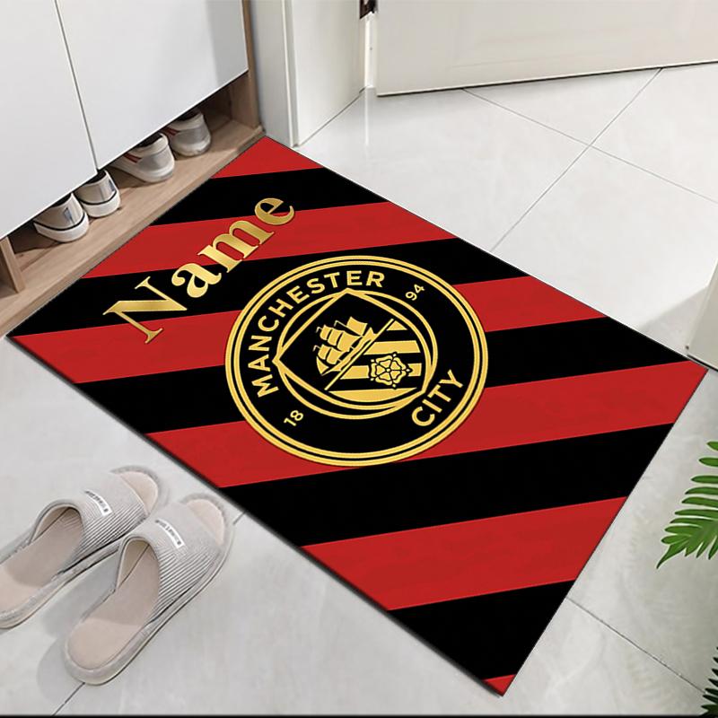 Custom Name Manchester City Printed Carpet Rug For Office Chair Living Room Bedroom Kitchen Room Decor Gifts