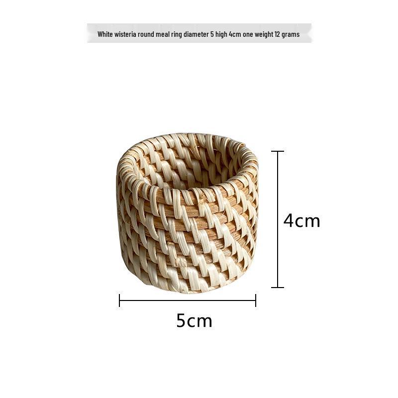 Vietnam Autumn Rattan Hand-Woven Napkin Ring - Seagrass Woven Holder for Western Restaurant Meals