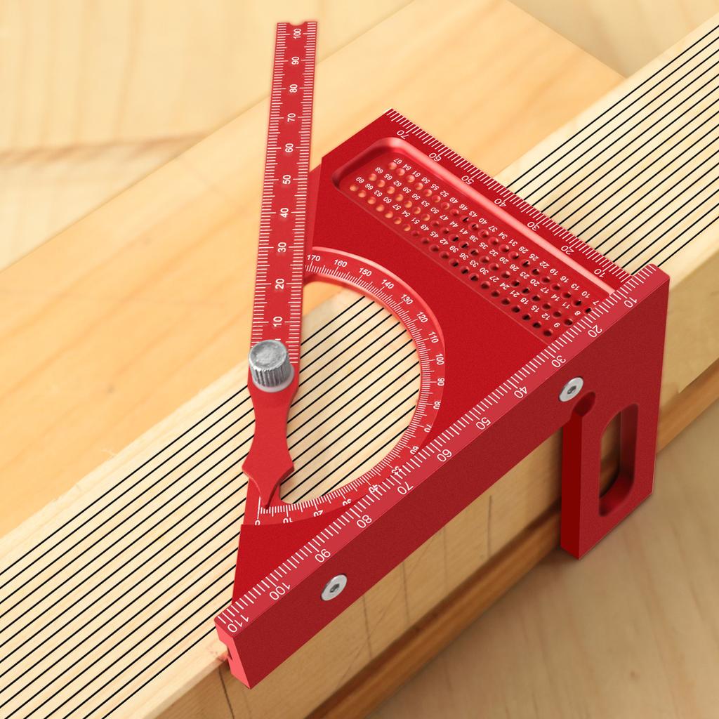 180° Metric Adjustable Woodworking Square Protractor In Different Colors - Aluminum Triangle Ruler With T-shaped Marking Hole
