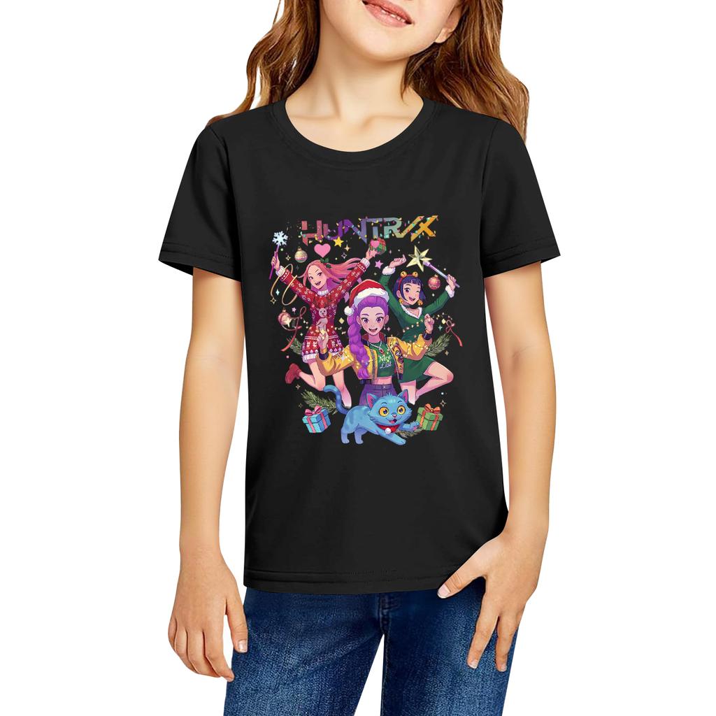 Fashionable Round Neck Short Sleeve Work Clothes Printed Tops For KID Summer Tops