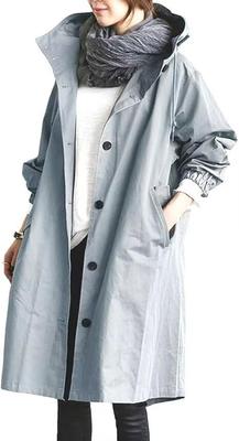 Trenchcoat Frühling Lang Große Größe [Kayiyasu] Damenmantel, Mantel, Oberbekleidung, Mantel, Pendeln, Lässig, Frühling, Herbst, Dünn, Länge, M-3XL (XL Blau)