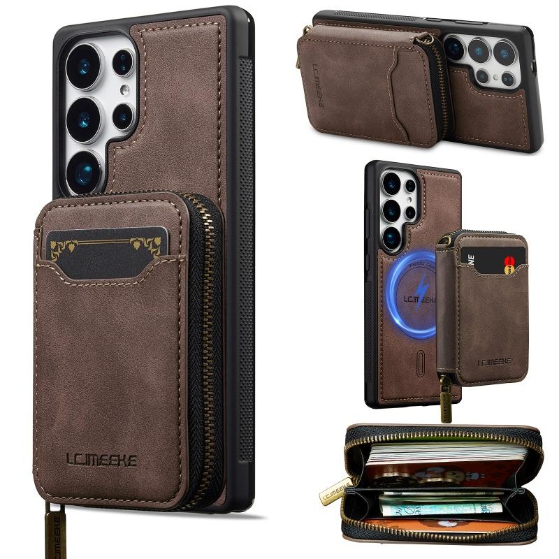 Leather Magsafe Detachable Phone Case for Samsung Galaxy S26 S25 Edge S24 Ultra S23 S22 Plus S21 S20 FE A17 A37 A57 Wallet Cover