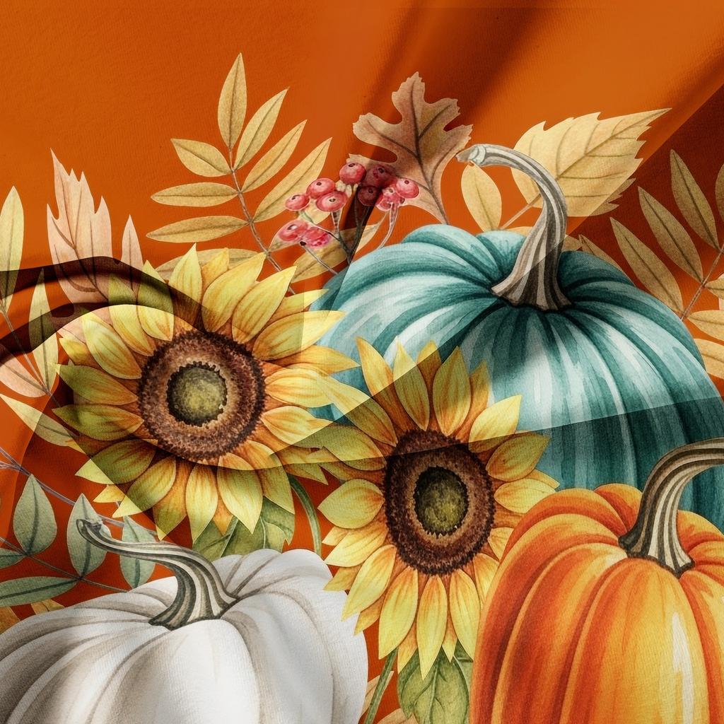 3pcs Autumn Pumpkin Sunflowers Stic Field Leaf Theme Duvet Cover Set,Thanksgiving Season Christmas Easter Autumn Gifts,