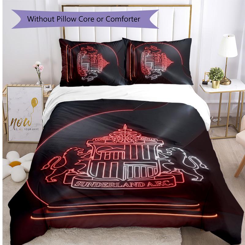 Juego de Ropa de Cama Estampado del Sunderland Football de 3 Piezas, Cómodo y Amigable con la Piel Juego de Funda Nórdica para Dormitorio