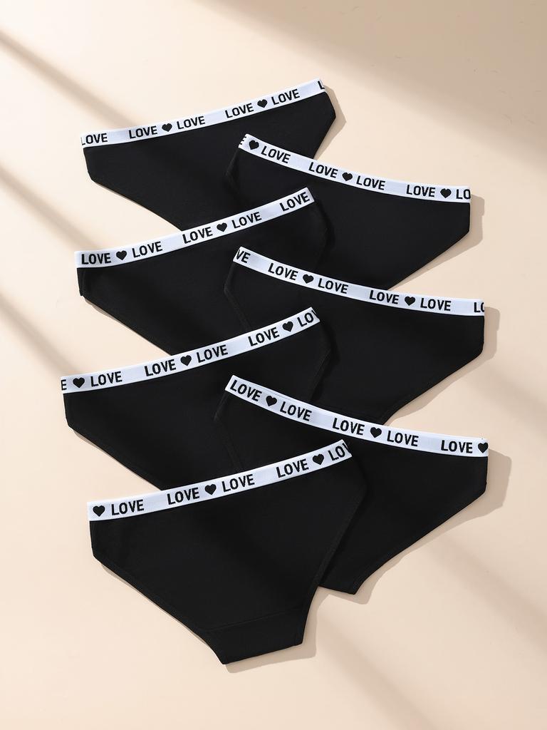 7Pcs European Style Low Waisted Sexy Antibacterial Buttocks Enhancing Underwear for Women Simple Comfortable Breathable Letter
