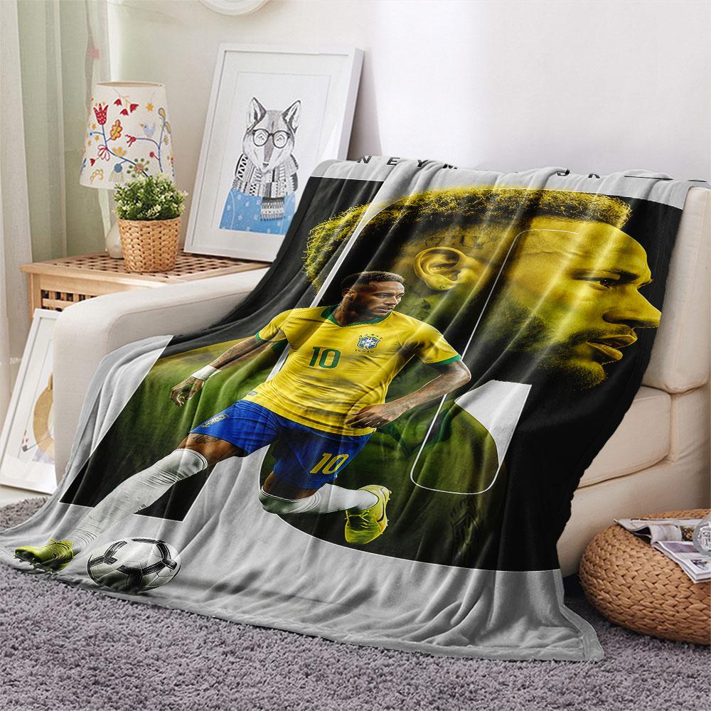 1PC Neymar Jr Patterned Flannel Blanket Suitable For All Seasons for Home Decor Warmth and Comfort Gifts Holiday Present