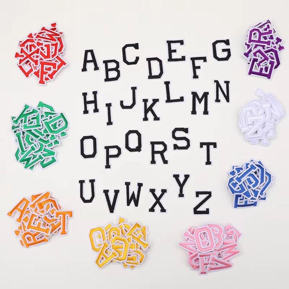 72 Pièces A-Z 0-9 Thermocollants Adhésifs Patchs Colorés Lettres Anglaises Patchs Décoration de Vêtements