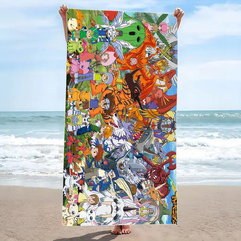 Digmon Print Beach Towel, Large Soft Quick Dry Towel for Beach Camping Swimming