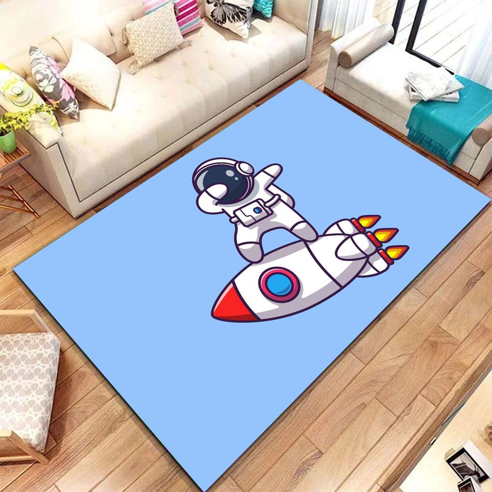 1pc Cartoon Rocket Astronaut Bathroom Absorbent Mats Anti-Slip Mats Home Decor Supplies Carpets Home Kitchen Floor Mats