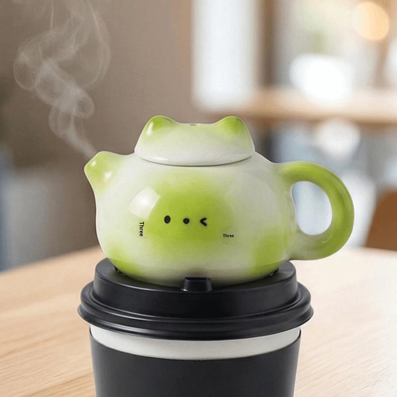 Chinese Style Mini Ceramic Teapot Ornaments Traditional Smooth Milk Tea Lid Accessories Exquisite Ceramic Cat Ear Pot Home Decor