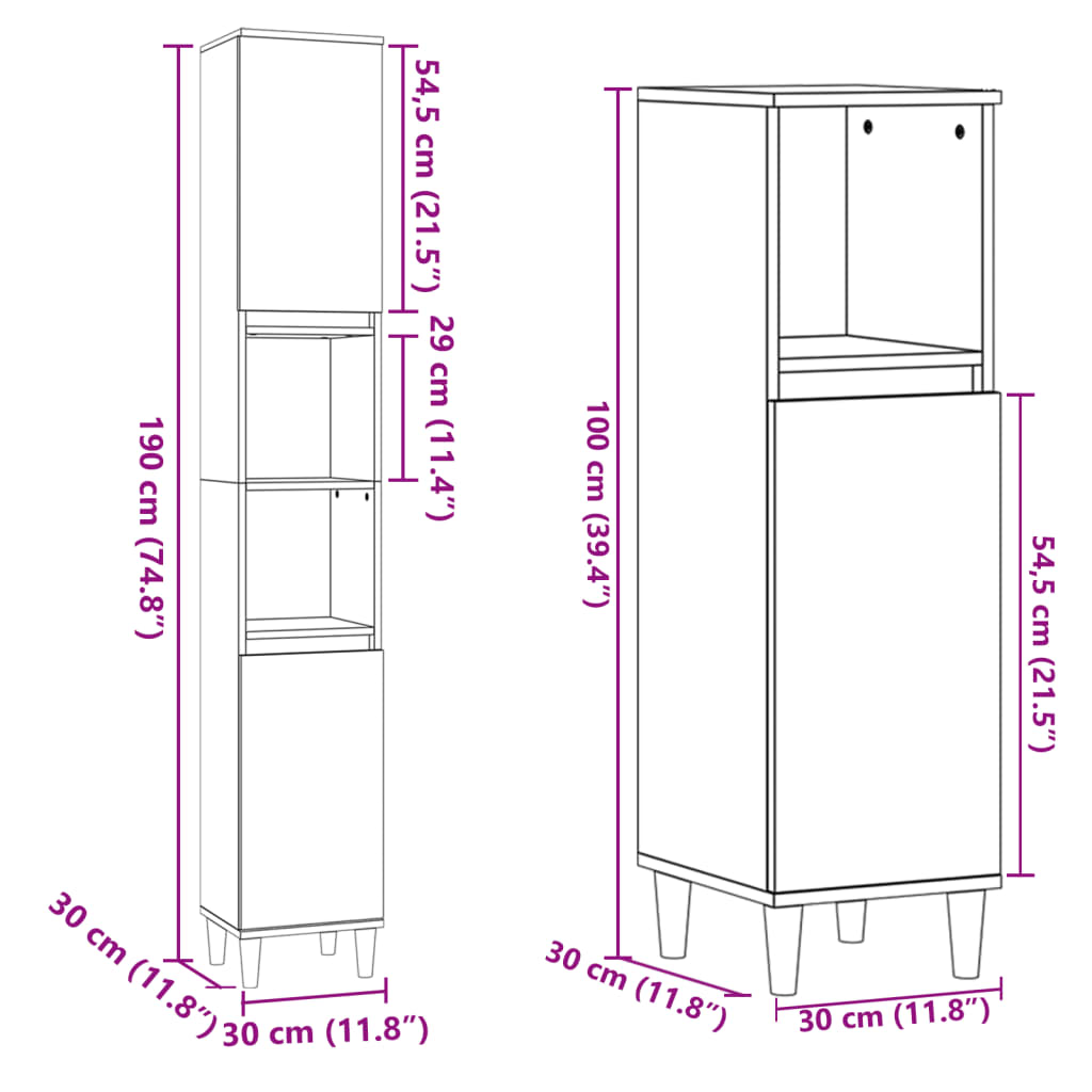 3 Piece Bathroom Furniture Set Sonoma Oak Wood Based Material