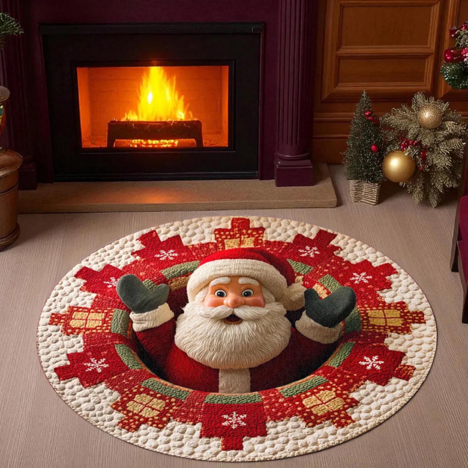 

3D Рождественский ковер Рождественский оптический ковер, Ковер с круговым вихрем, Декоративный ковер с глубоким ворсом, Забавный нескользящий коврик. Подходит для гостиных, спальни One Size