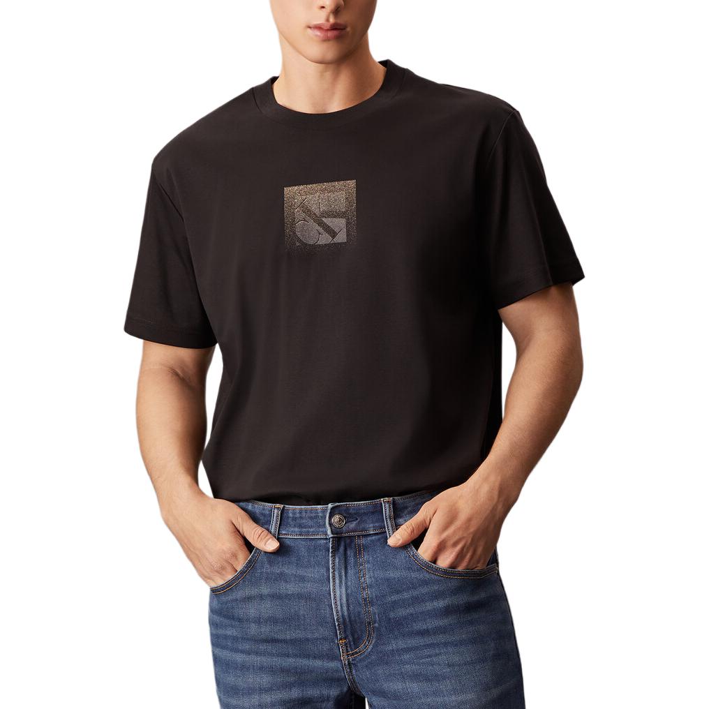 

Calvin Klein Minimalist Comfortable Versatile Casual Letter Interlocking Short Sleeve T-Shirt Men tops Black J327570-BEH XL