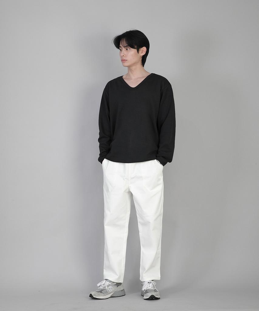 Seinteukeulu Plain V-Neck Sweatshirt Rvs-874 Black