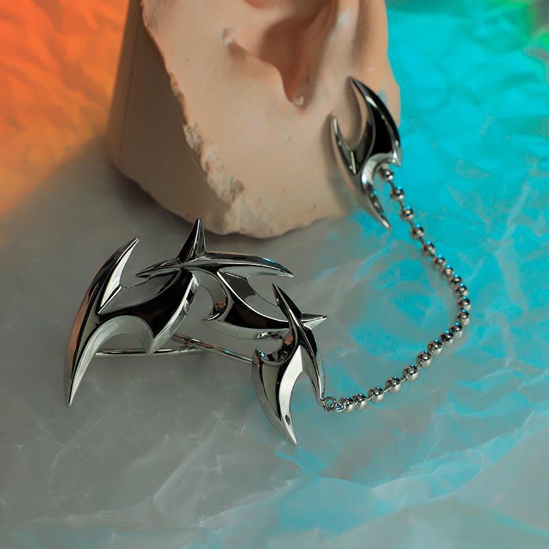 

Готические панк серьги-клипсы с дротиками для женщин и мужчин, серебристого цвета, с металлической кисточкой, крутые вечерние висячие серьги, ювелирные подарки серебряный