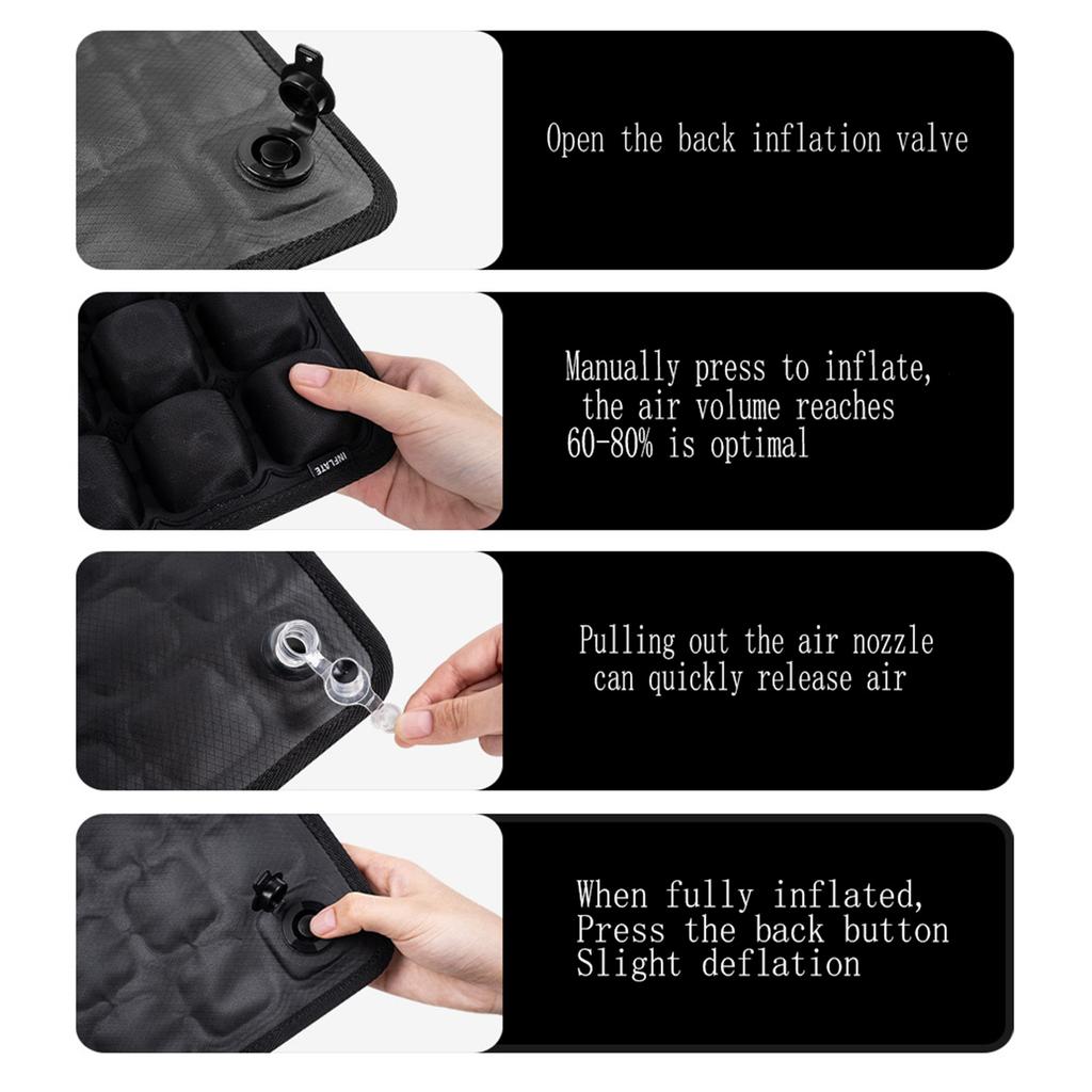 Adjustable Inflatable Cushion with Non- Bottom, No External Needed, Breathable Travel Cushion for Airplane, Car, Wheelchair and Long-Distance Sitting