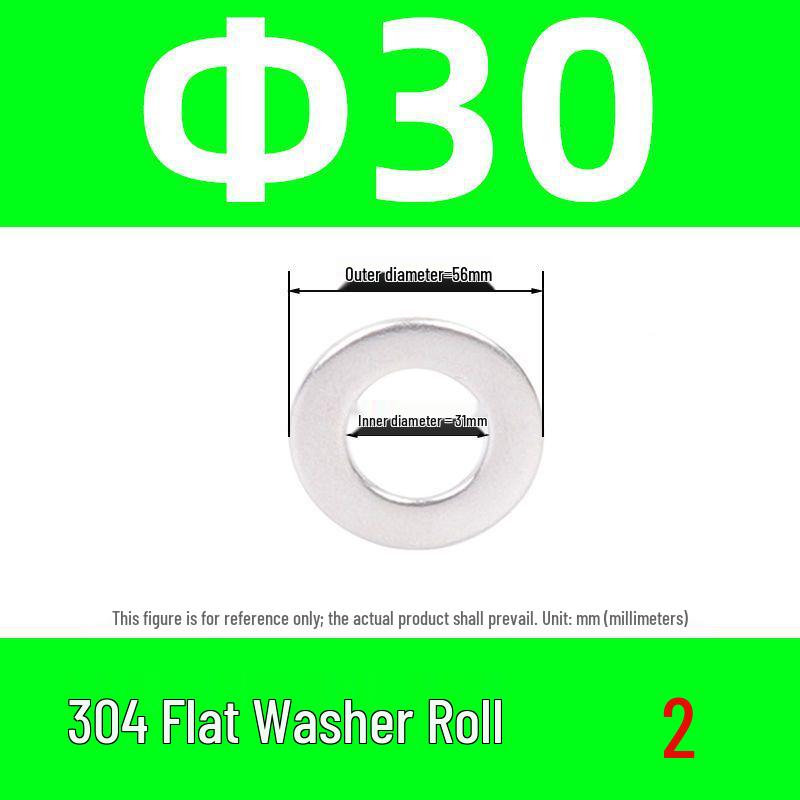 304 Stainless Steel Flat Washer M2-M30 – Oversized Option Available – Free Shipping