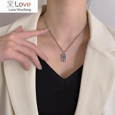 New Arrival 100 %925 Sterling Silver Retro Cross Square Tag Ladies Pendant Necklace Jewelry For Women New Year Gifts