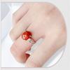 Adjustable Vintage Style Red Agate Ring Women Men Geometric Minimalist Boho Jewelry