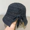 Rear Split Bow Fisherman's Hat Sunshade Hat for Women 2025 New Spring/Summer Versatile Knitted Bucket Hat