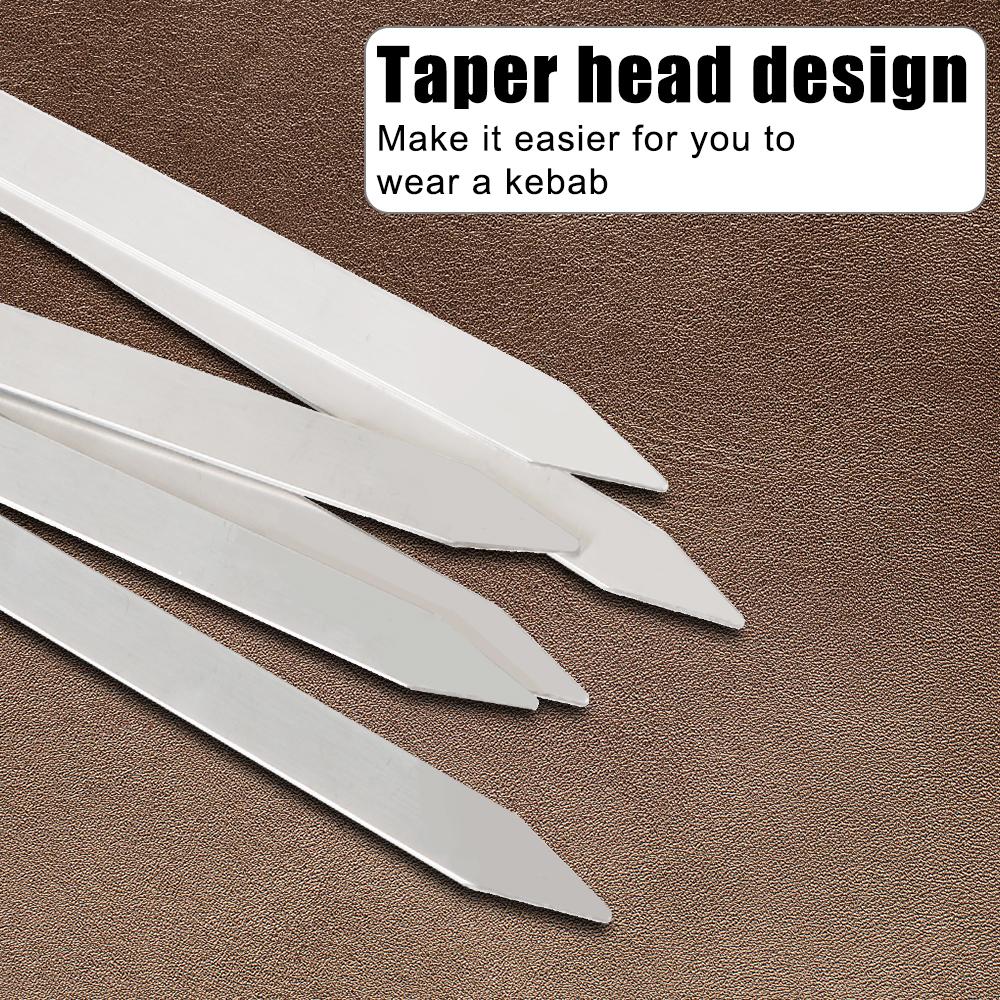 Kitchen Accessories Reusable Grill Sticks Flat BBQ Fork Outdoor Camping Picnic Wide BBQ Stick 6Pcs Stainless Steel Barbecue Skewer BBQ Utensil