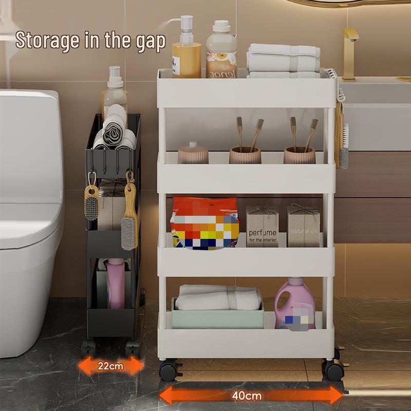 Compact Bathroom Trolley: Slim Floor-Standing Storage Rack for Narrow Spaces and Toilet Side