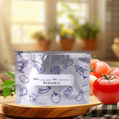 Reusable Aluminum Foil Sealable Storage Bags W/ Zipper Freezer Safe & Leak Proof Stand Up Storage Bags for Meat Fruit