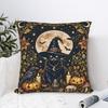 Halloween Black Cats Square Pillow Case Witchy Kitty Cushion Cover Awesome Zipper Decor Pillowcase for Home 40x40cm