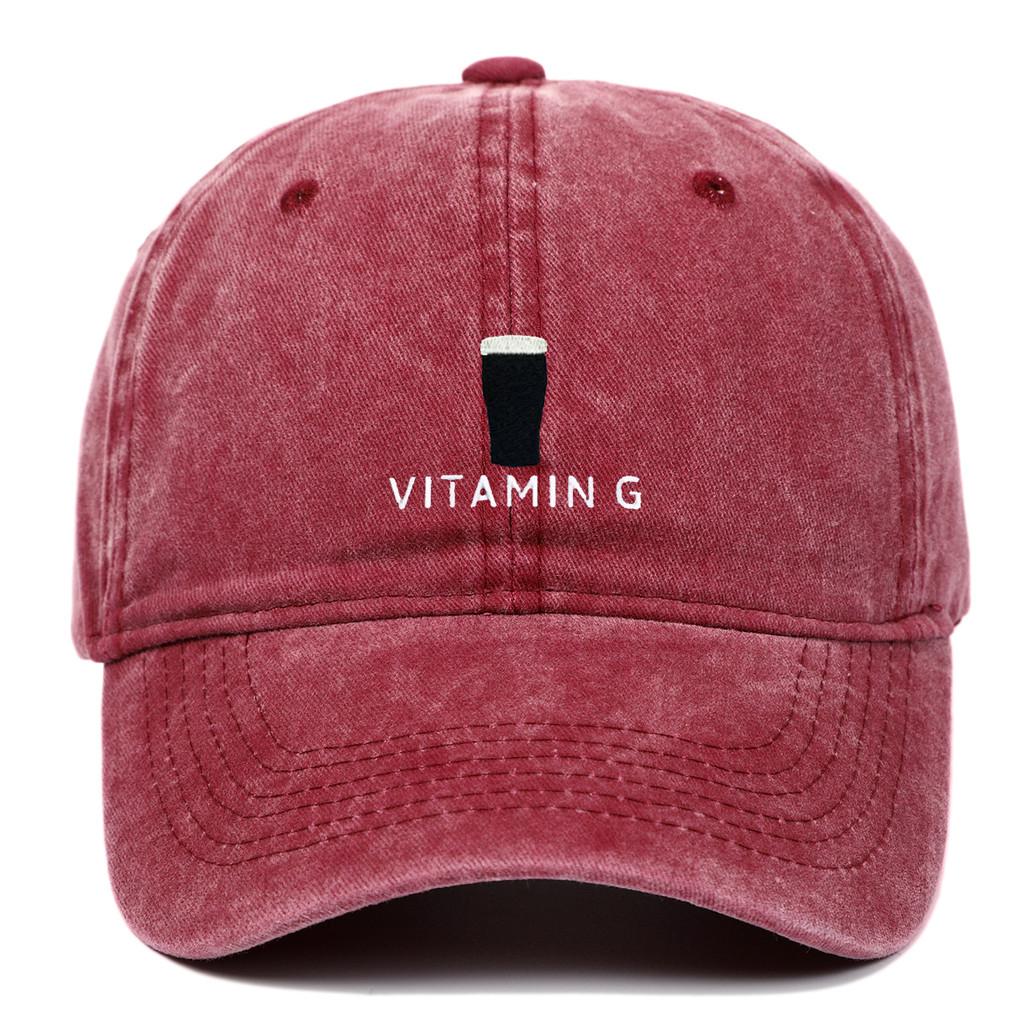 Vitamin G Letter Vintage Baseball Cap With Breathable Cotton And Curved Brim