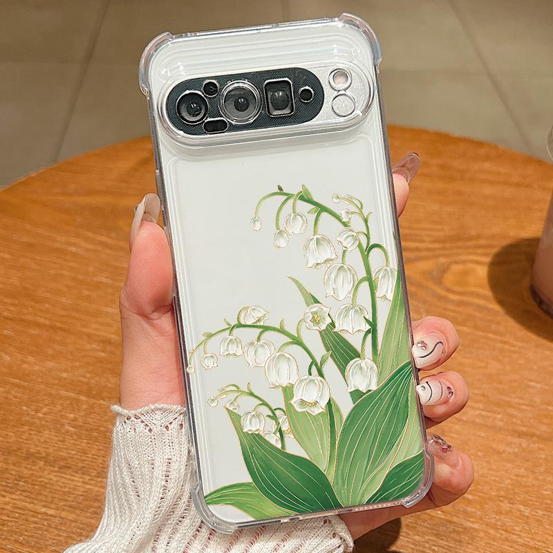 

Blue Purple Flower Pattern Case For Google Pixel 9 Pro XL 9A Shockproof TPU Silicone Clear Soft Cover Google Pixel 9 Pro XL прозорий