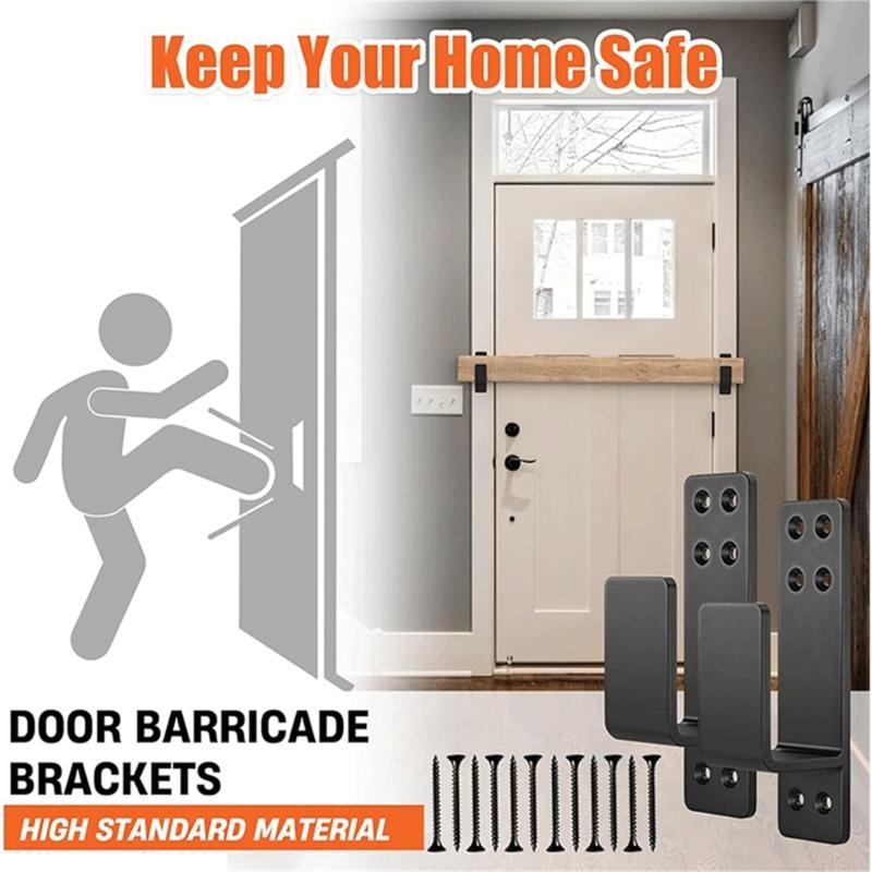 Door Barricades Clamps Set Brackets Bars Security Door Brackets Steel Rack