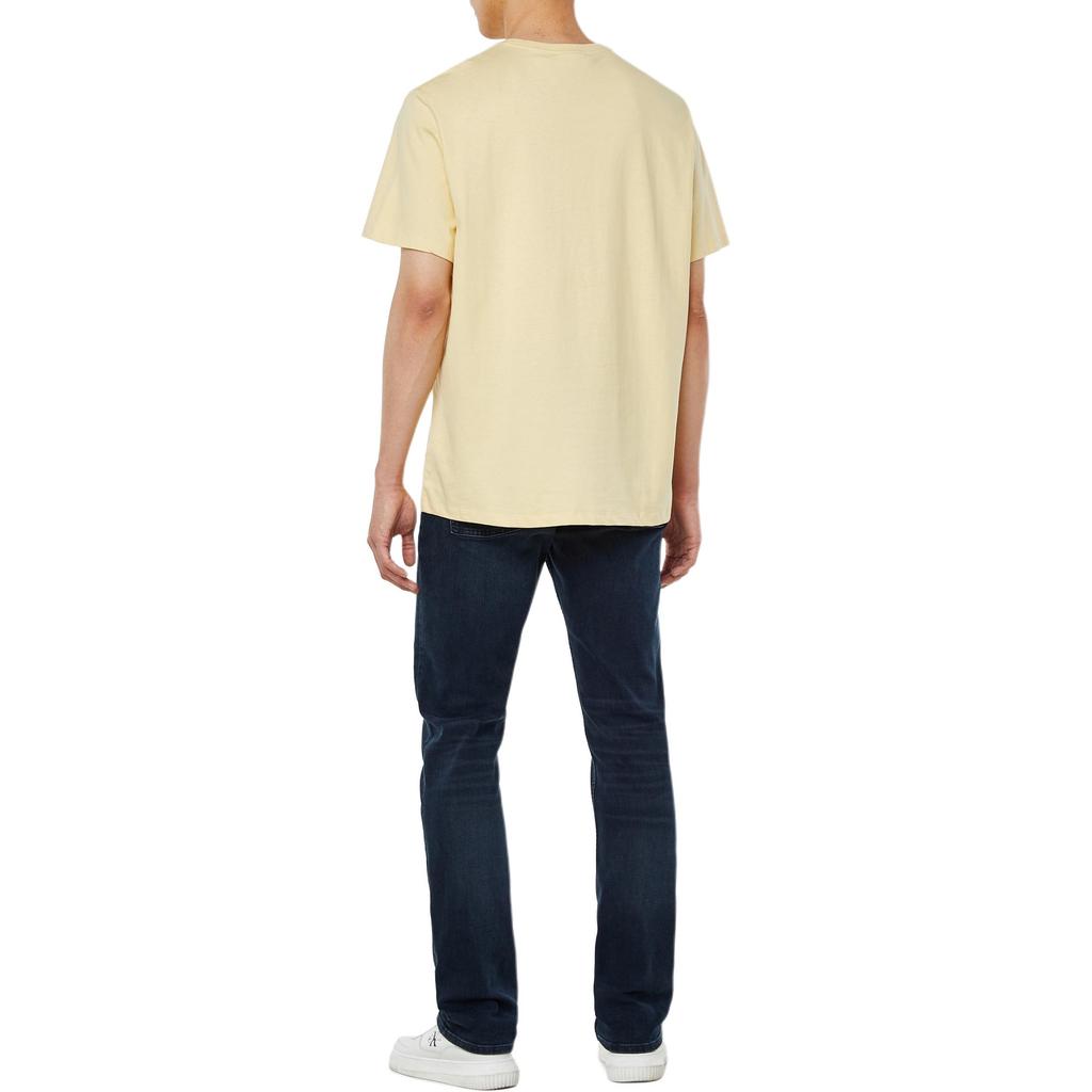 Calvin Klein Letter Logo Round Neck Short Sleeve T-Shirt Men Tops Yellow Blue 4RB862GRM9