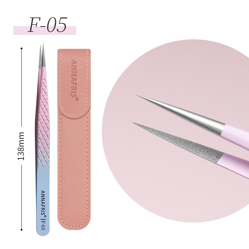 ANNAFRIS Fiber Tip Lash Tweezers Stainless Steel Eyelash Extension Tweezers Precise Fiber Anti-slip Tweezer Makeup Tools