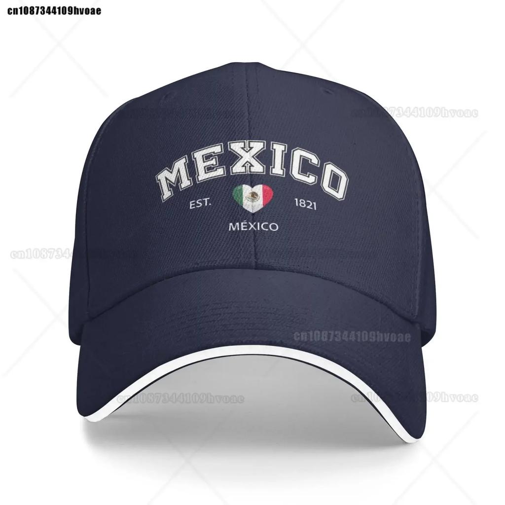 Mexico Flag Caps EST.1821 Retro Cowboy Washed Baseball Caps Female Sport Denim Sunscreen Hats Spring Summer Cap Unisex Trucker Cap
