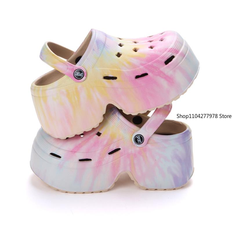 Fashion Leopard Thick Bottom Clogs for Women Closed Toe Chunky Platform Sandals Woman Summer 2025 Super High Wedge Heel Slippers Female